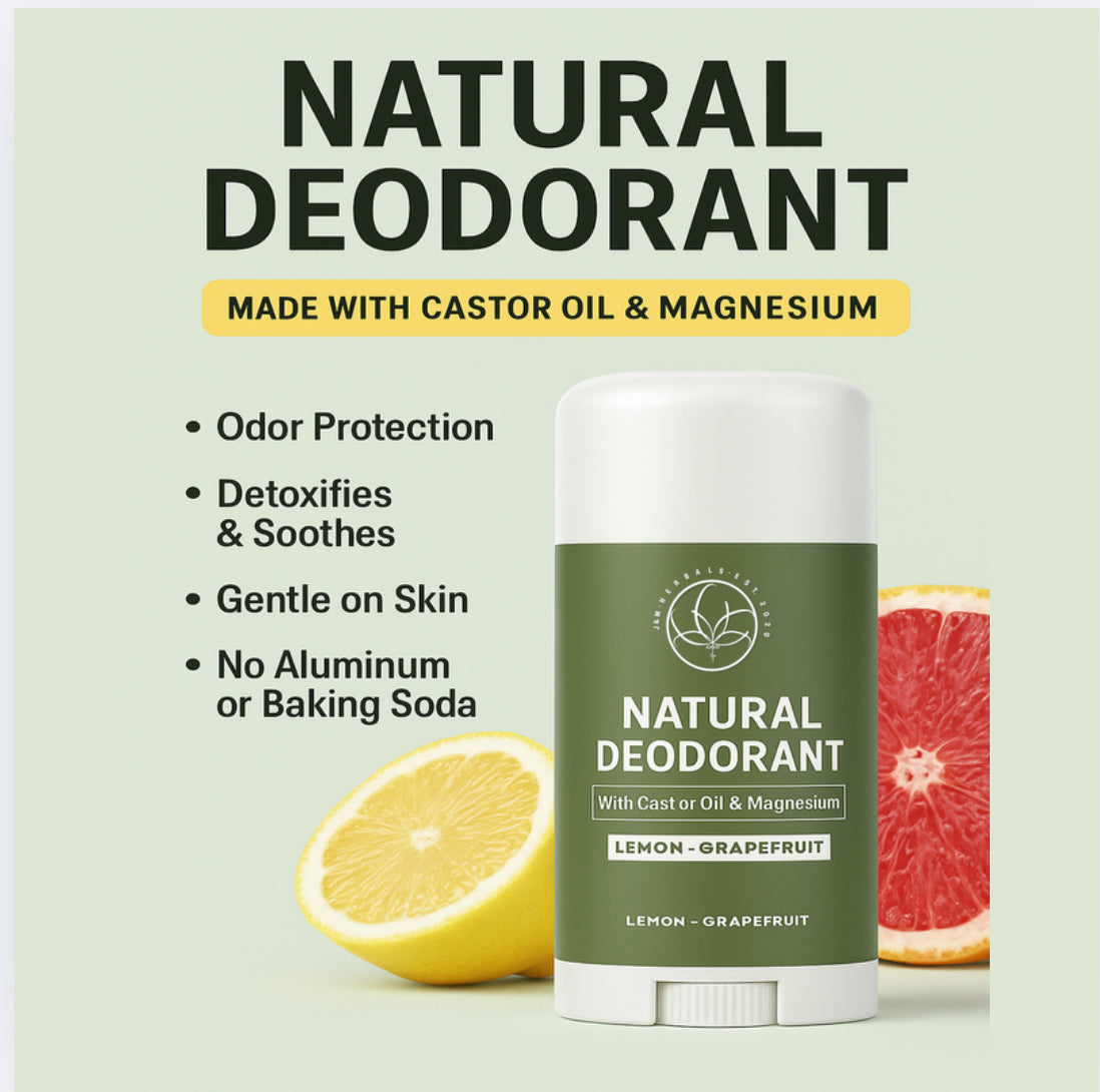 Natural Deodorant with magnesium and castor oil