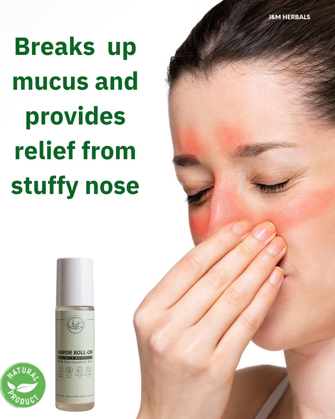 Vapor Roll-On – Natural Relief for Cough, Congestion & Headaches, Safe for babies, moms & families.