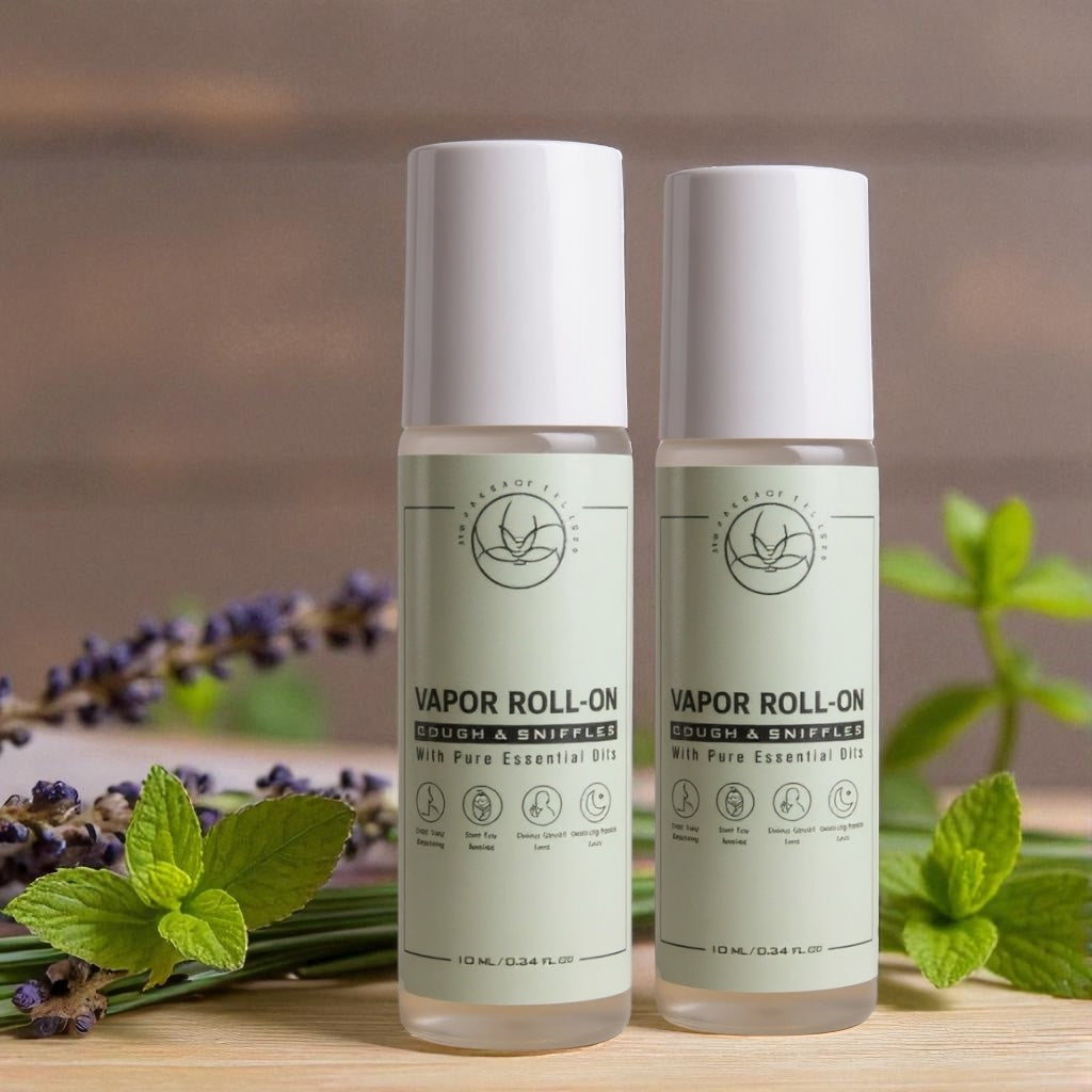 Vapor Roll-On – Natural Relief for Cough, Congestion & Headaches, Safe for babies, moms & families.