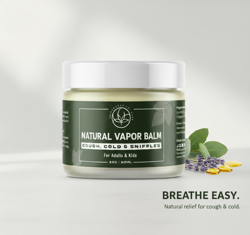 Natural Vapor Rub for Cold, Flu & Congestion Relief| Adult & kids  J&M  Herbals