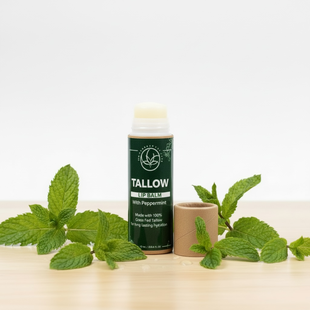 Tallow Lip Balm, Peppermint, Dry lips,