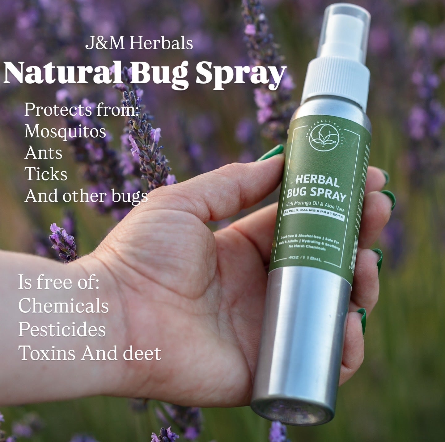 Herbal Bug Spray – DEET Free | Alcohol Free | Family Safe | Ticks | Mosquito Spray