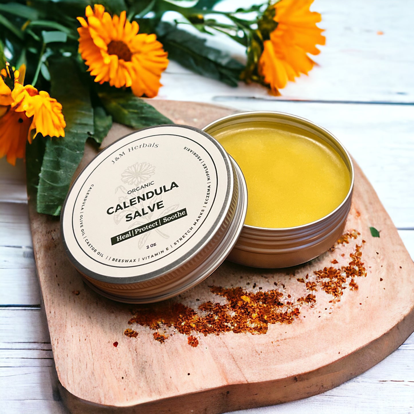 Organic Calendula Healing Salve for Diaper Rash, Eczema, Stretch Marks, & Nipple Care – All-Natural Remedy for Sensitive Skin