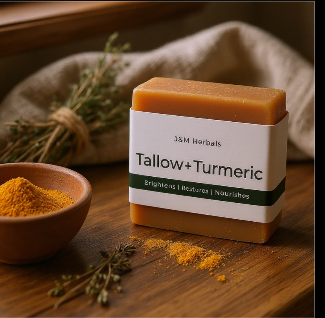 Beef Tallow Turmeric & Manuka Honey Soap Bar– Skin Brightening Restores Nourishes