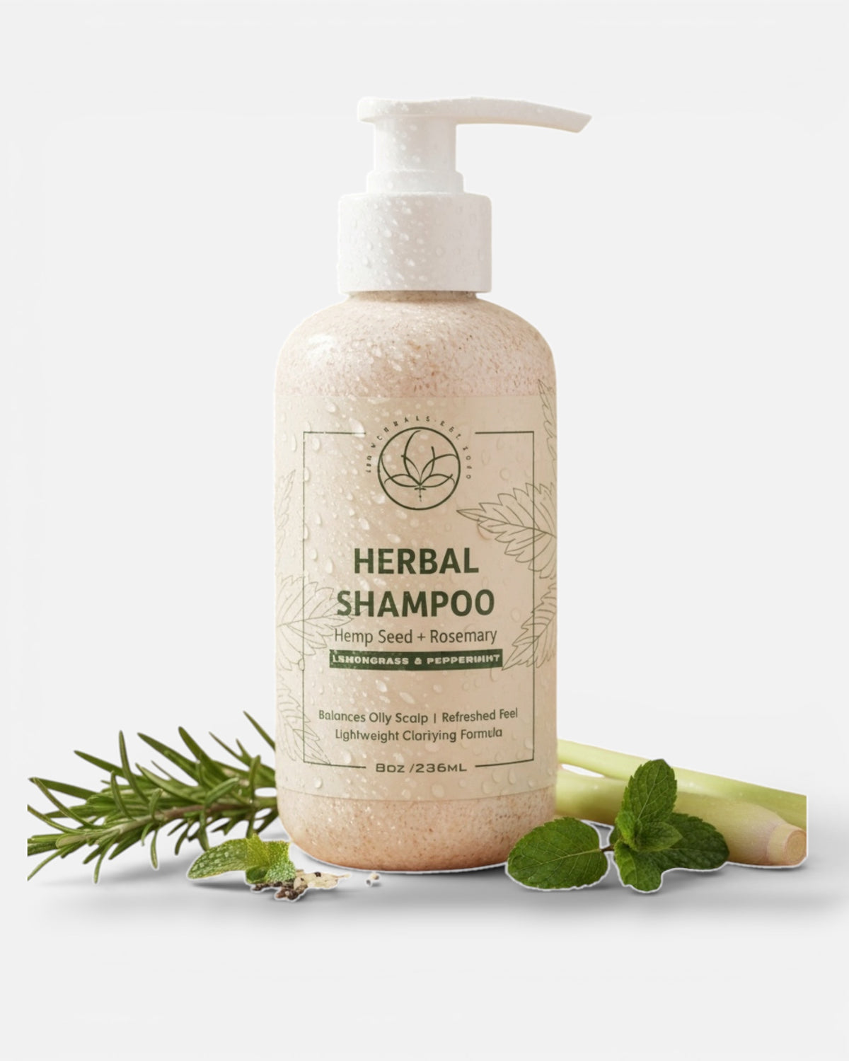 HERBAL SHAMPOO | Hemp Seed + Rosmary | Lightweight Clarifying Formula | upgraded 10oz bottle