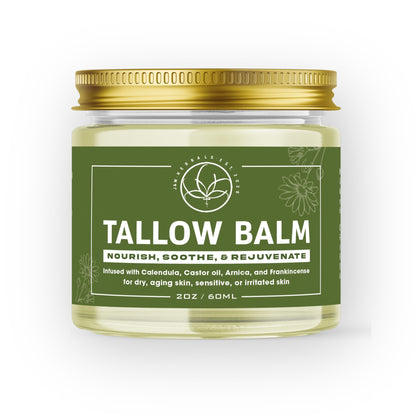Tallow Balm: Soothes, Heals & Hydrates with Calendula, Arnica, Castor Oil, & Frankincense