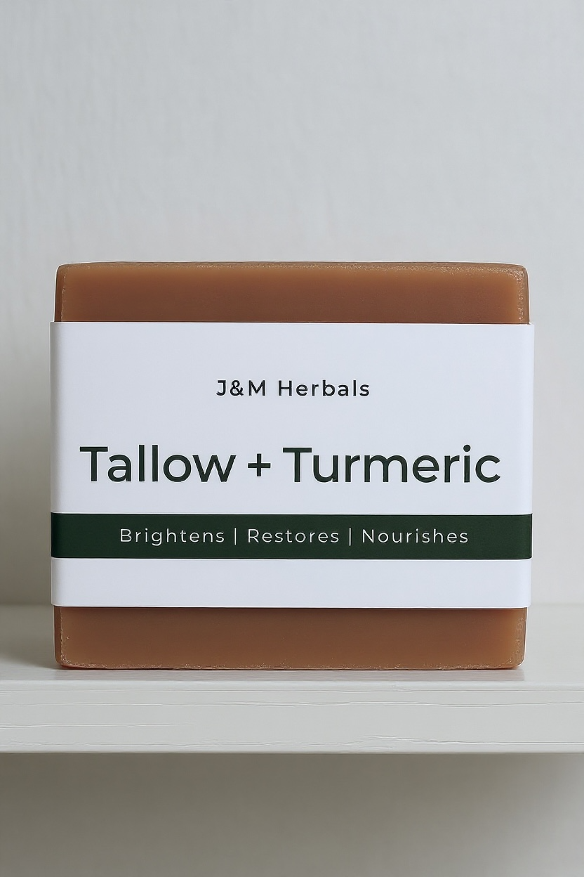 Beef Tallow Turmeric & Manuka Honey Soap Bar– Skin Brightening Restores Nourishes