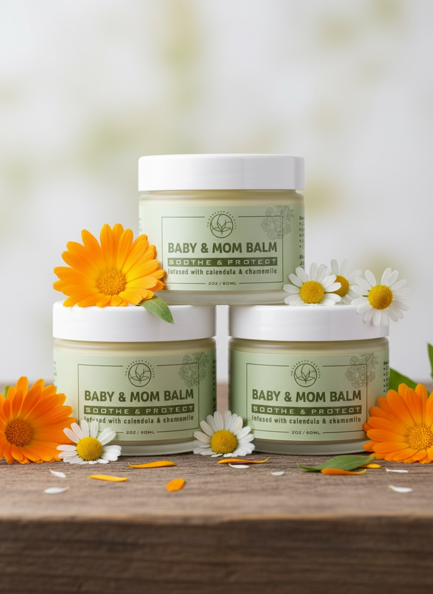 Organic Calendula Healing Salve for Diaper Rash, Eczema, Stretch Marks, & Nipple Care – All-Natural Remedy for Sensitive Skin