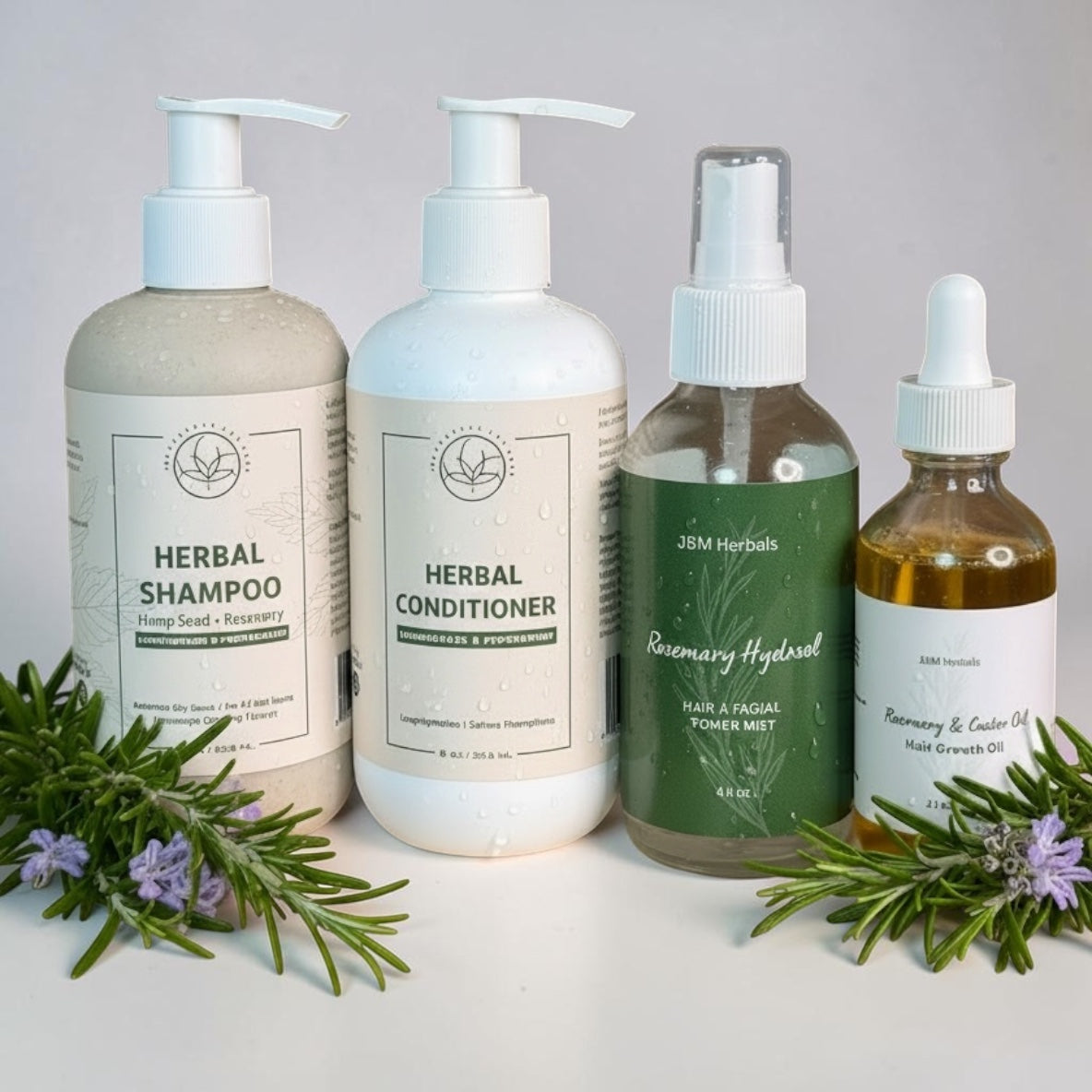 Herbal Hair Care Bundle | Shampoo, Conditioner,  Rosemary tonic, Growth oil